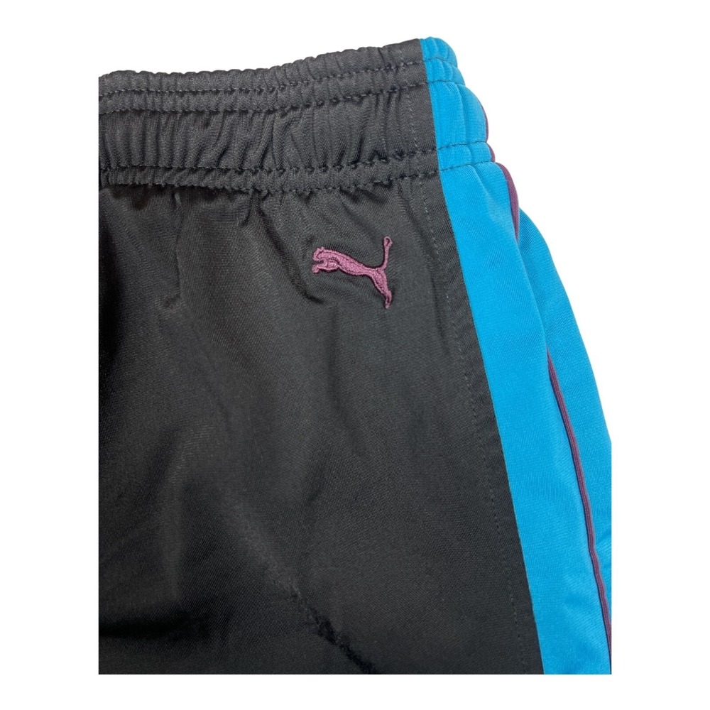 Puma Sport Lifestyle Black Track Pants Blue Stripe XS Extra Small - Picture 6 of 8